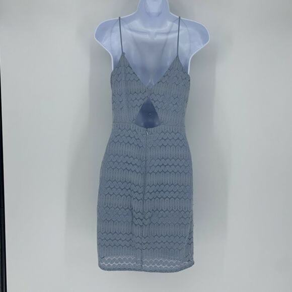 TOPSHOP Crotchet Lace Mini Dress Size 6 Light Blue Trim Contrast - Picture 8 of 12